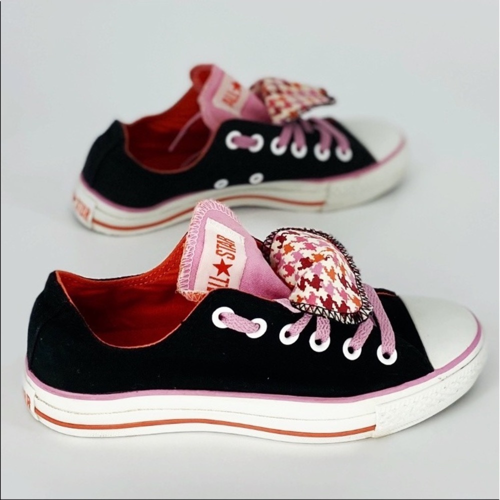 Converse Pink Houndstooth Double Tongue Sneakers 7